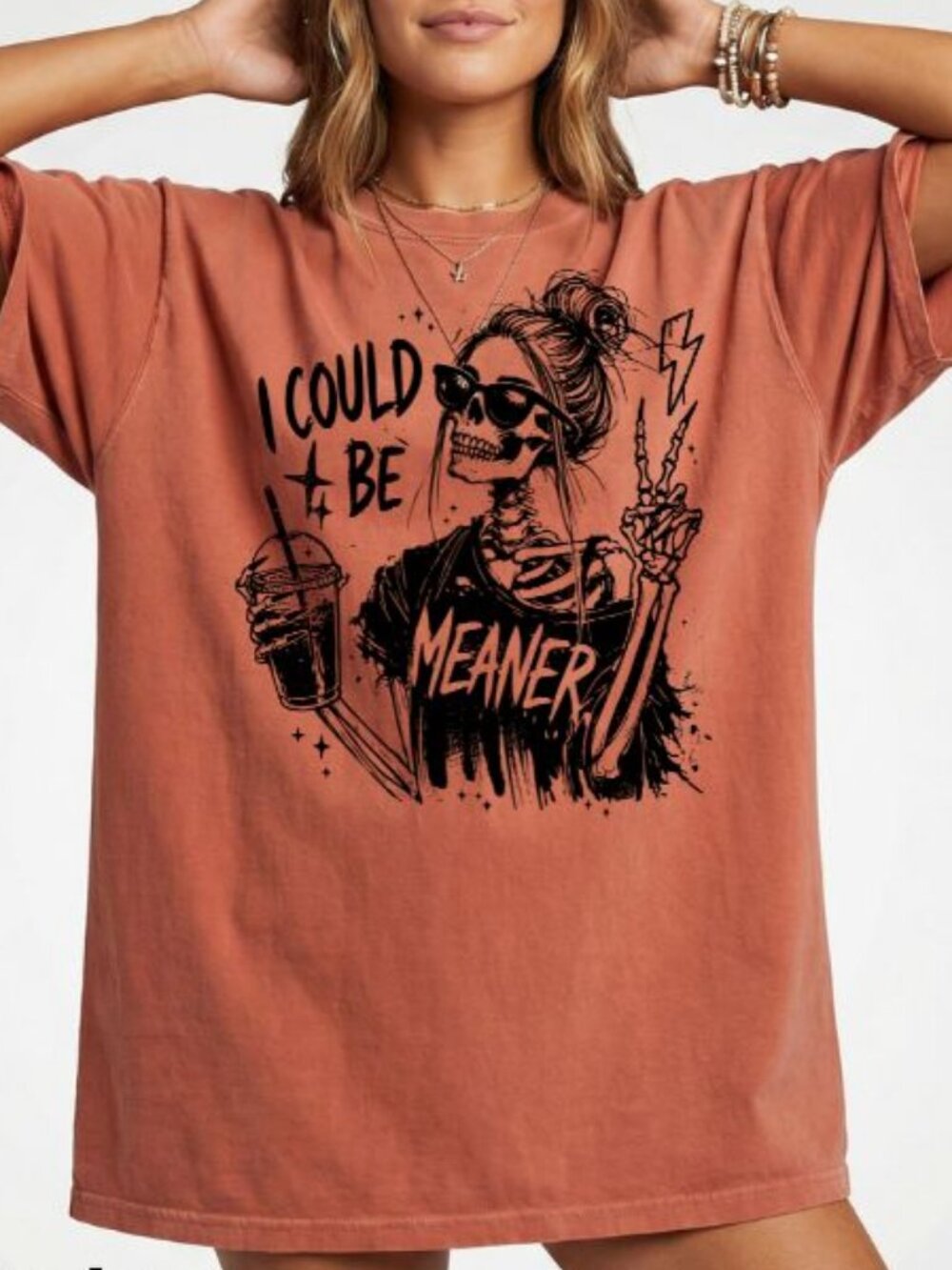 NEW Funny I Could Be Meaner Grunge T-Shirt Retro Graphic Tee for Women